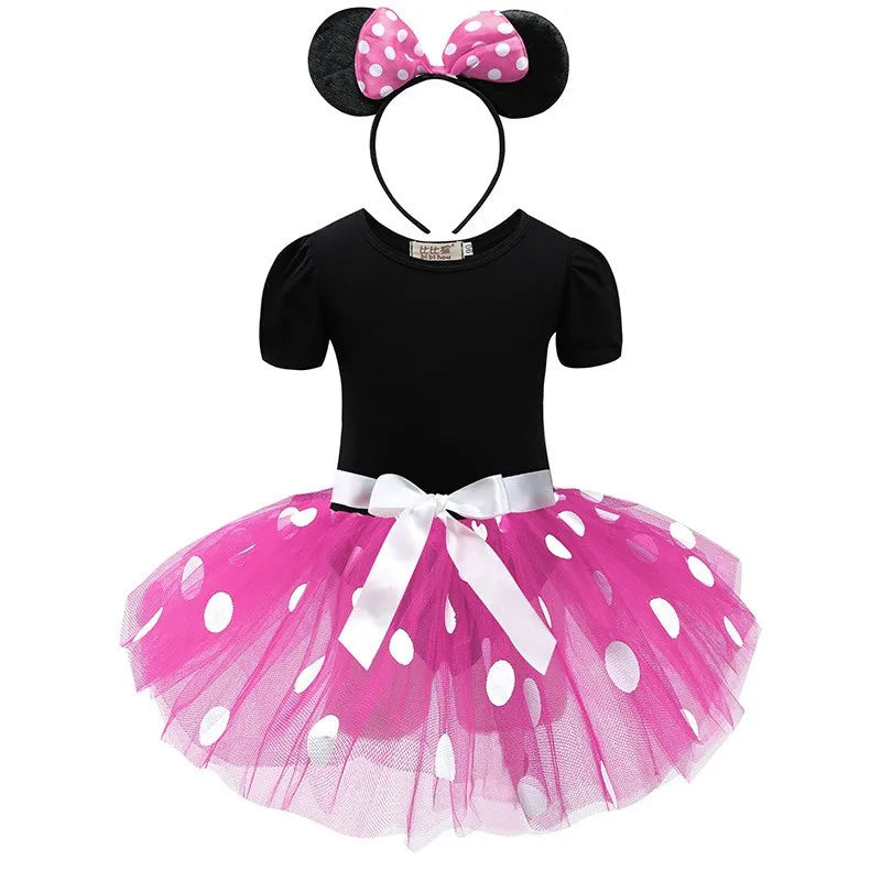 Robe tutu de ballet pour bébé fille, robe d'été à pois et nœuds, bandeau, déguisement de souris pour enfants, vêtements pour Noël et anniversaires.