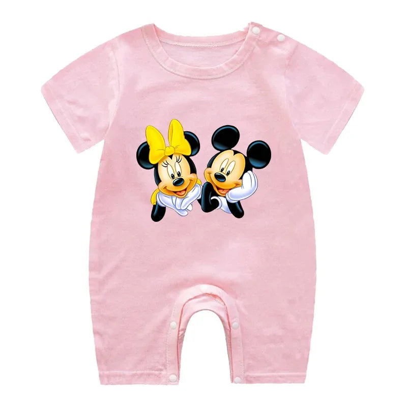 Summer Newborn Baby Romper Cartoon Mickey Minnie Mouse Print Boy Girl Jumpsuit Roupas Bebe Infant Clothes Toddler Pajamas Outfit
