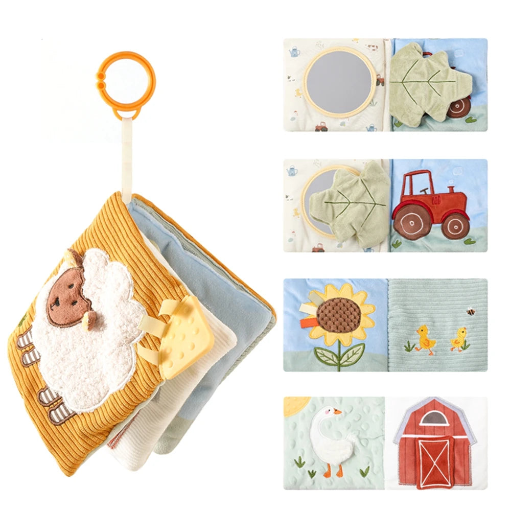 Livre en tissu éducatif pour bébé, jouet, petit agneau mignon, livre apaisant pour l'éveil cognitif des tout-petits, cadeau essentiel pour les nouveau-nés.