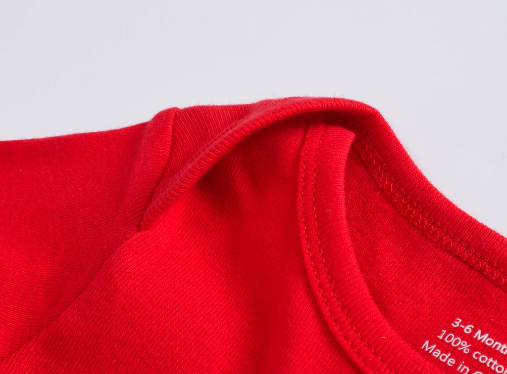 Honeyzone 3PCS/Sets Red Unisex Baby Bodysuit Loungewear Soft Long Sleeve Cotton One-Piece Jumpsuit Newborns Baby Clothing Babies