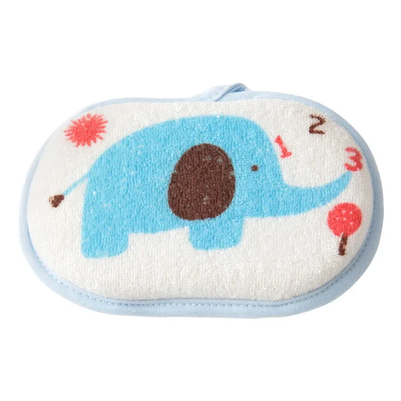 1 éponge de bain douce en coton brossé pour bébé, motif éléphant, accessoire de toilette pour nouveau-né et tout-petit.