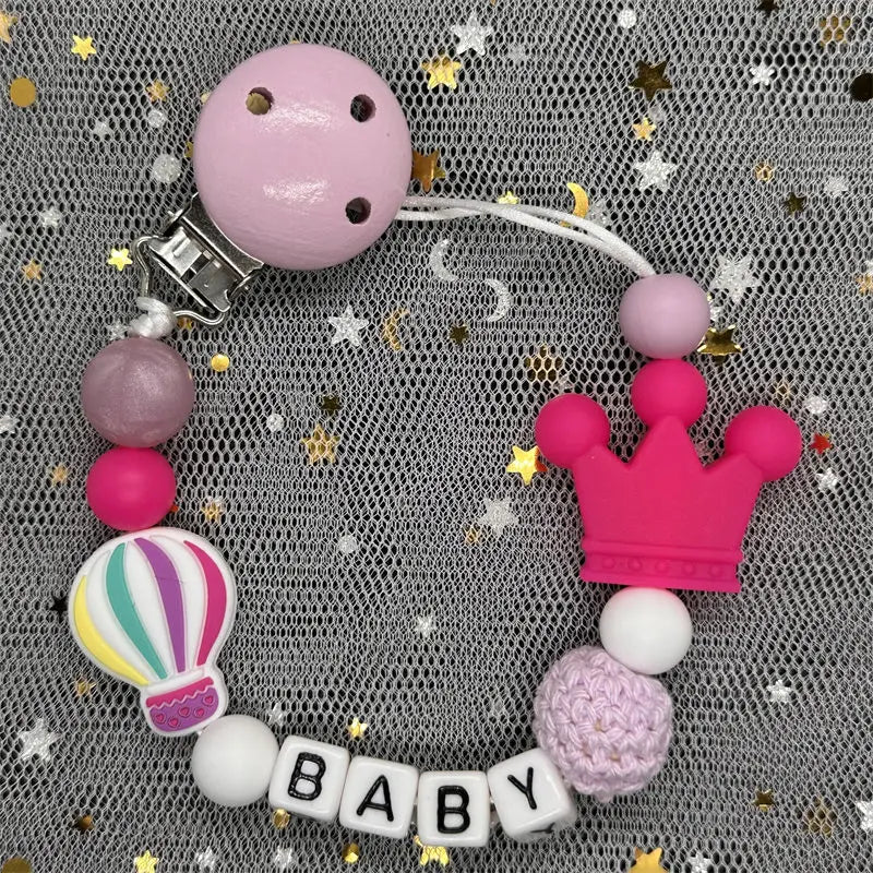 Attaches-tétines personnalisées gratuites avec prénom, jouets de dentition, attaches-tétines, chaînes, accessoires pour bébé, cadeau de naissance.