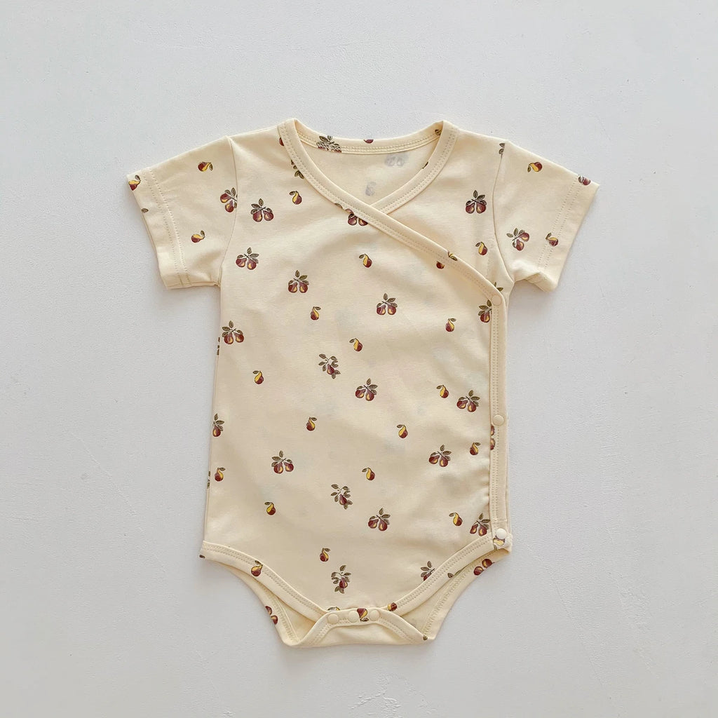 Newborn Girls Boys Baby Romper Fruit Flower Print Short-sleeved Cotton Soft Jumpsuit Infant Clothes