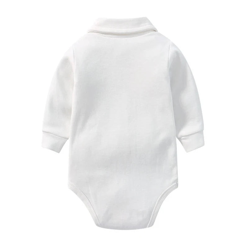 Baby Polo Collar Bodysuit 100% Cotton Long Sleeve Solid Color Onesie Spring Autumn Infant Toddler Romper Newborn Clothing 0-24M