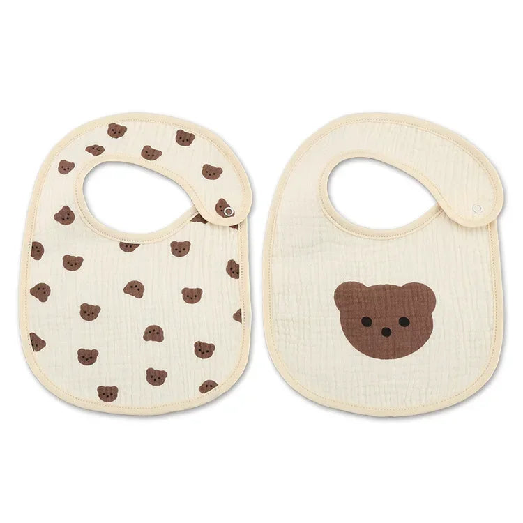 Lot de 2 bavoirs en coton pour bébé, en mousseline douce, pour nouveau-né, idéal pour l'allaitement et les bébés (garçons et filles). Accessoires pour bébé.