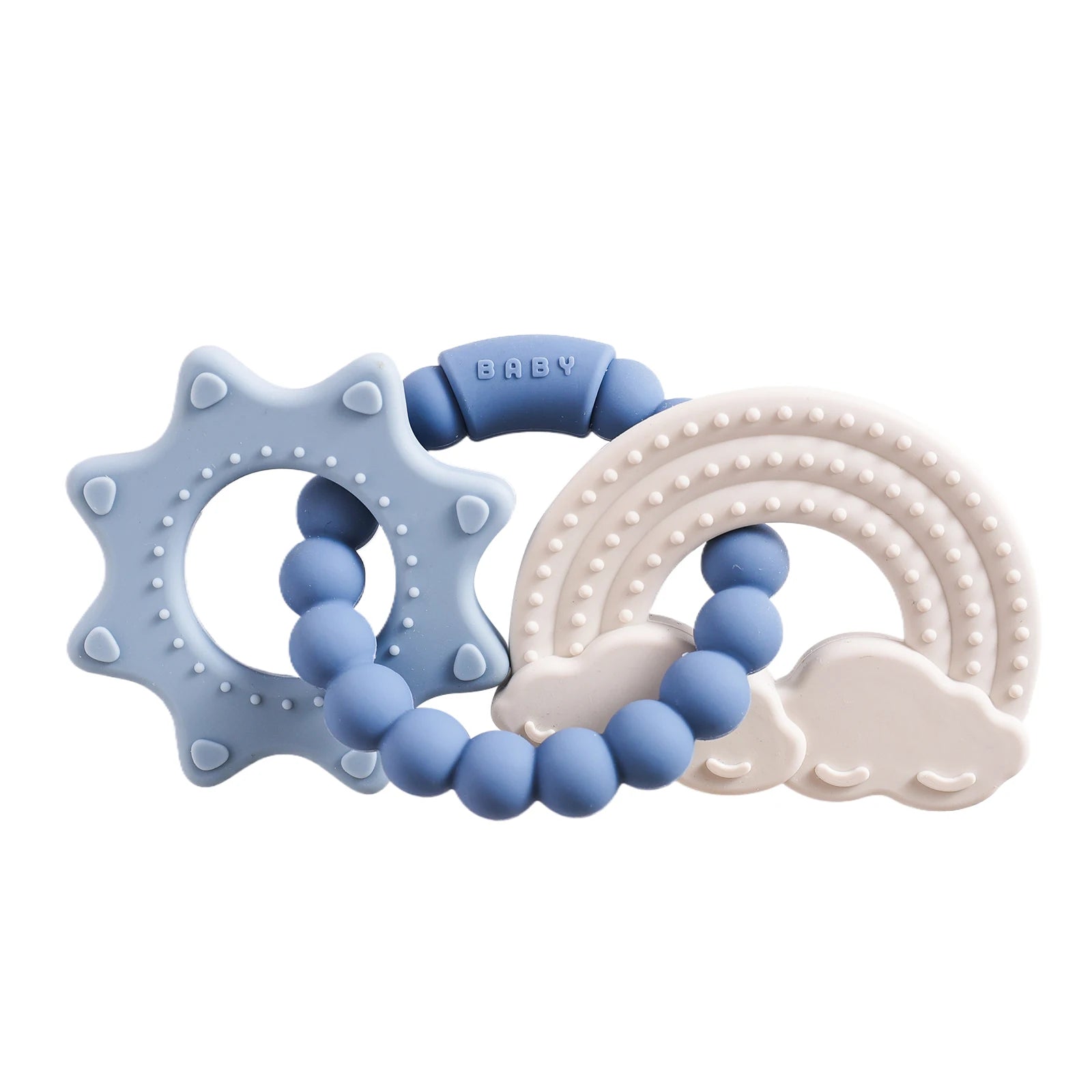 Anneau de dentition en silicone alimentaire (1 pièce), jouet pour bébé de 0 à 12 mois, anneau de dentition sensoriel pour tout-petits, bracelet de dentition planète en silicone. Accessoires inclus.
