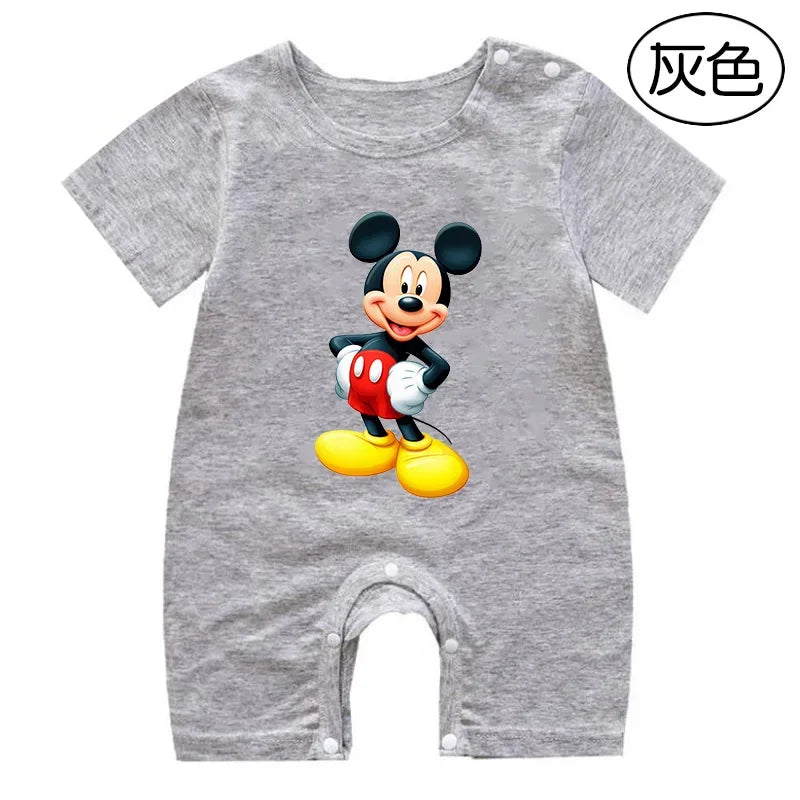 Summer Newborn Baby Romper Cartoon Mickey Minnie Mouse Print Boy Girl Jumpsuit Roupas Bebe Infant Clothes Toddler Pajamas Outfit