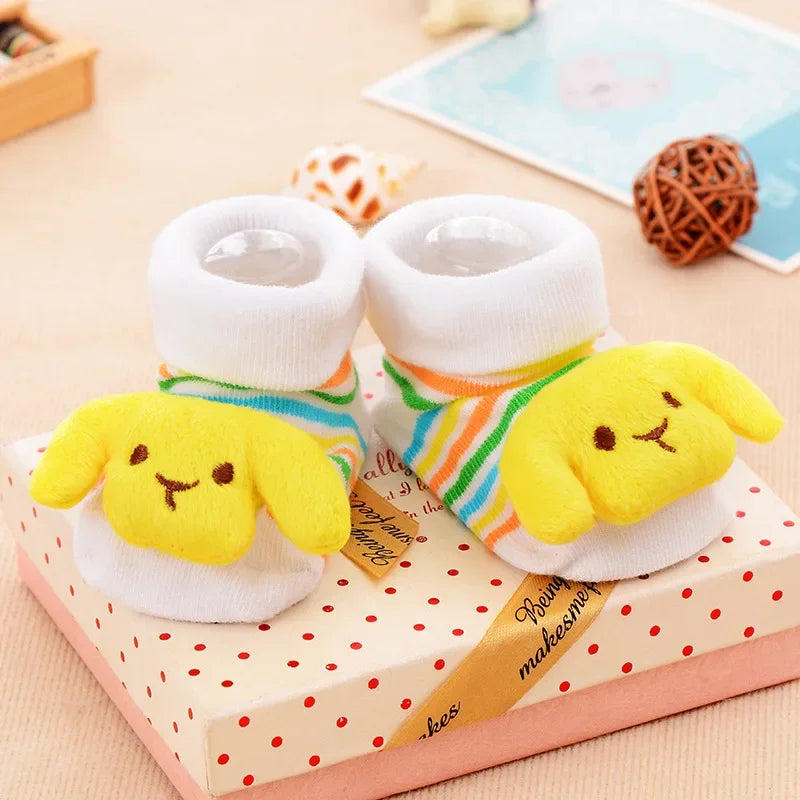 Chaussettes pour bébé, chaussons jouets, accessoires pour nouveau-nés, en caoutchouc antidérapant, motif animal, vêtements pour bébés et enfants.