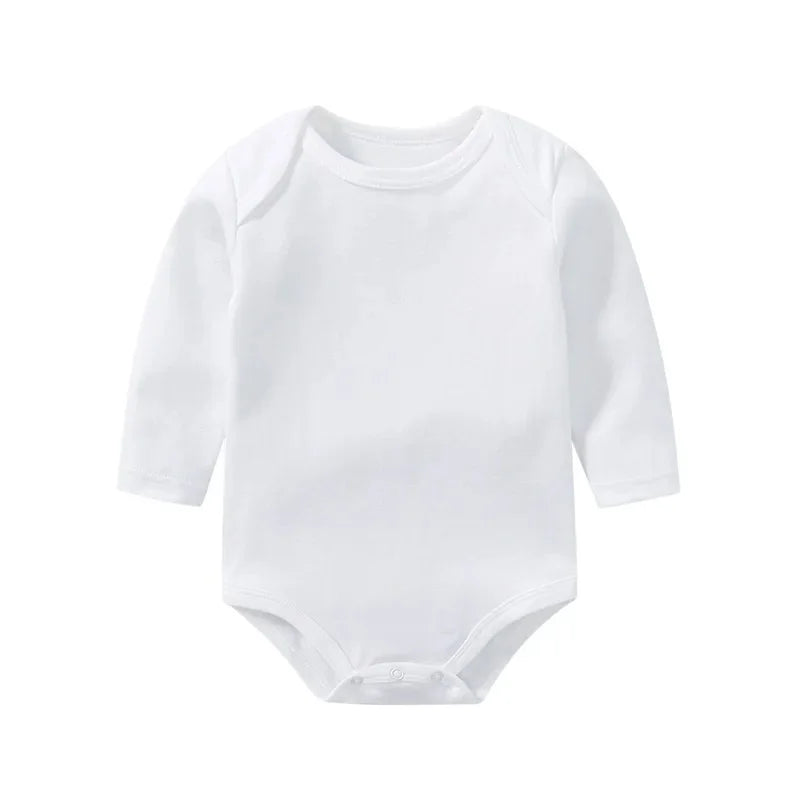 3/8PCS/LOT Long Sleeved Baby Bodysuits 100% Cotton Solid White Newborn Baby Boy Girl Rompers Infant Jumpsuit Ropa 0-12Month