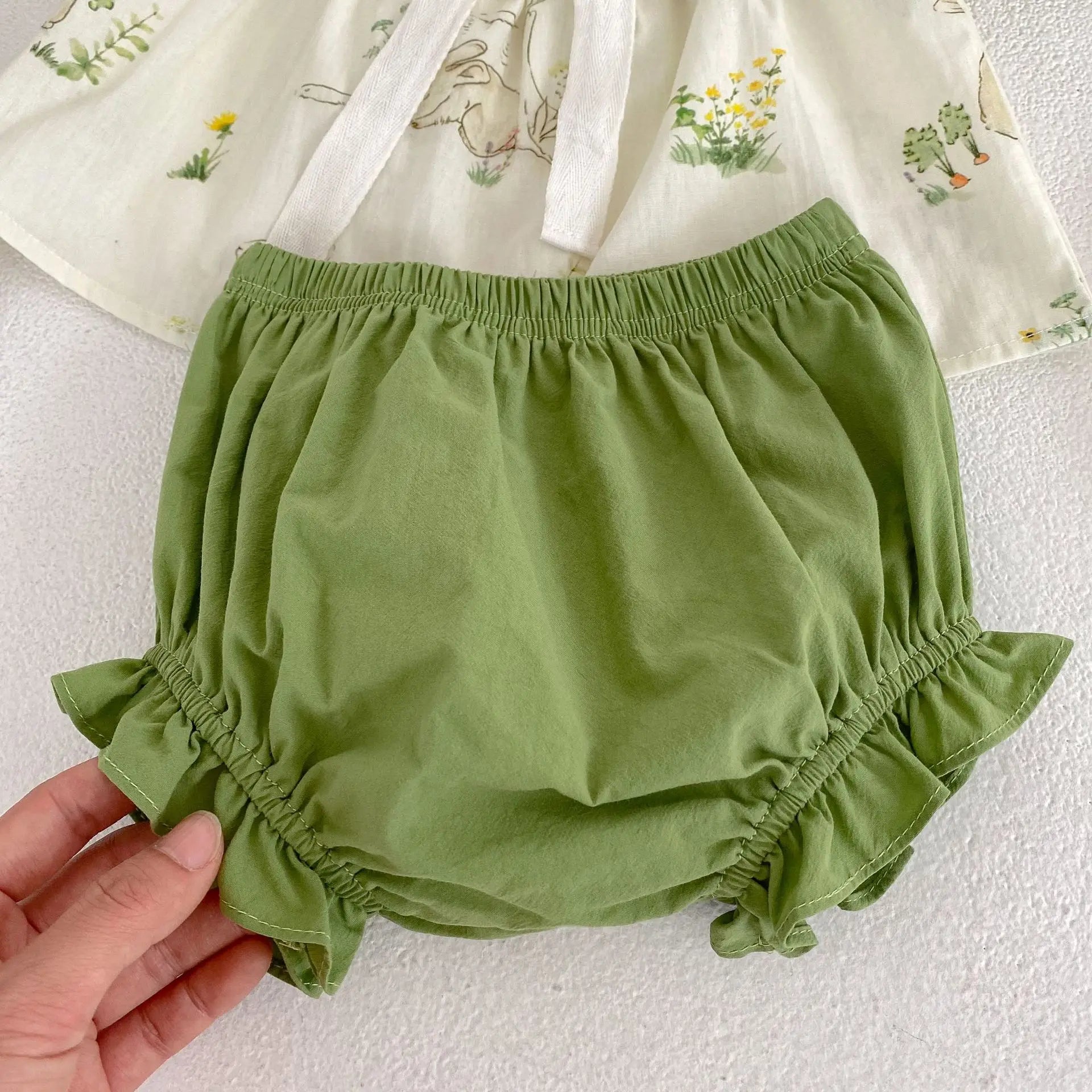 Ensemble 2 pièces « Ma sœur et moi » pour nouveau-né : body ou vêtement princesse à manches bouffantes et imprimé lapin, avec nœud, en pur coton pour bébé fille.