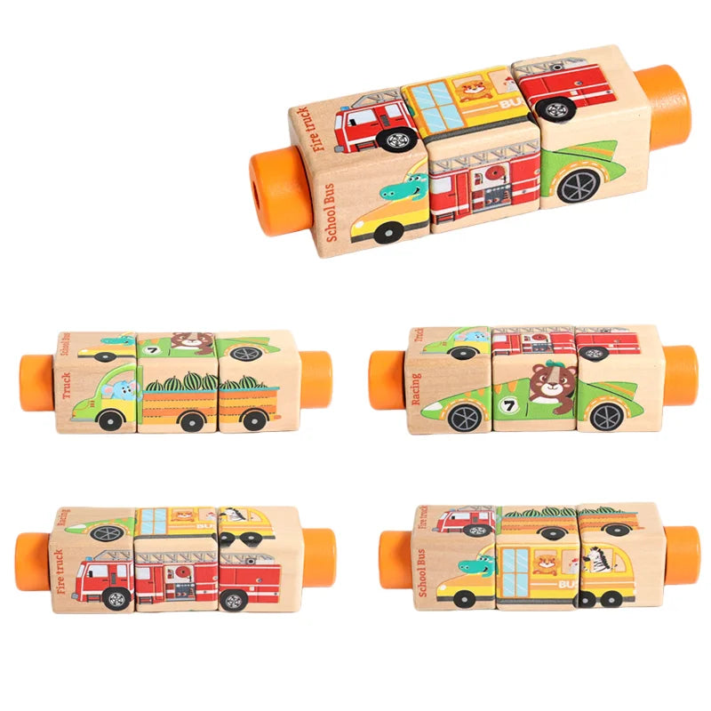 Puzzle en bois rotatif pour bébé, mobile musical avec clochette, jeu Montessori, cadeau de naissance.
