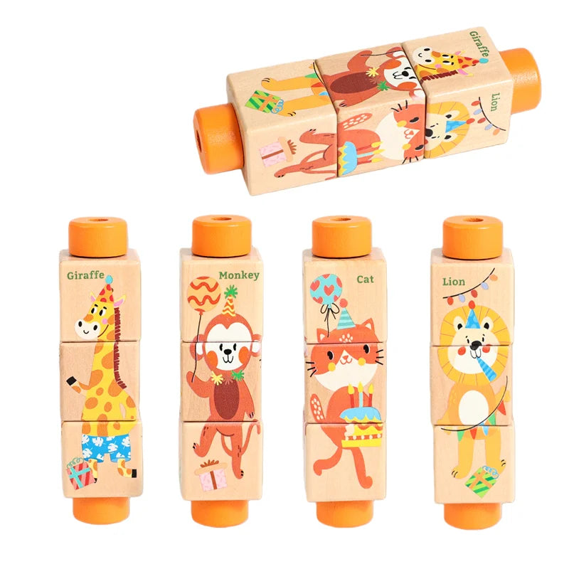 Puzzle en bois rotatif pour bébé, mobile musical avec clochette, jeu Montessori, cadeau de naissance.