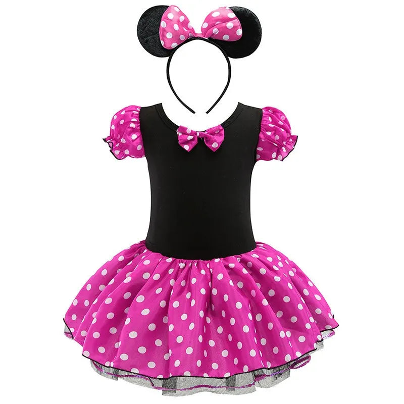 Robe tutu de ballet pour bébé fille, robe d'été à pois et nœuds, bandeau, déguisement de souris pour enfants, vêtements pour Noël et anniversaires.