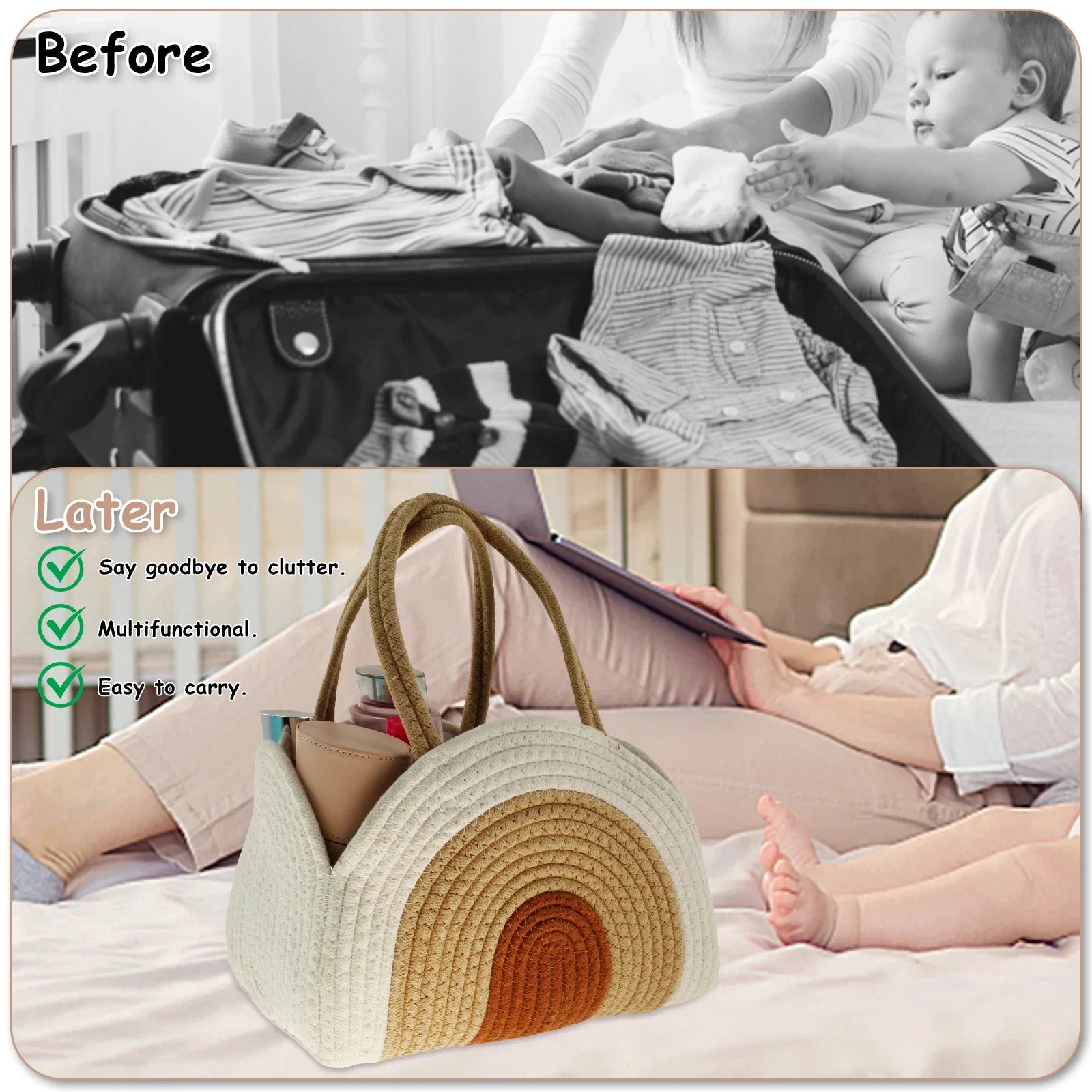 Sac à couches portable pour maman, grand format, accessoire de poussette pour couches de rechange.