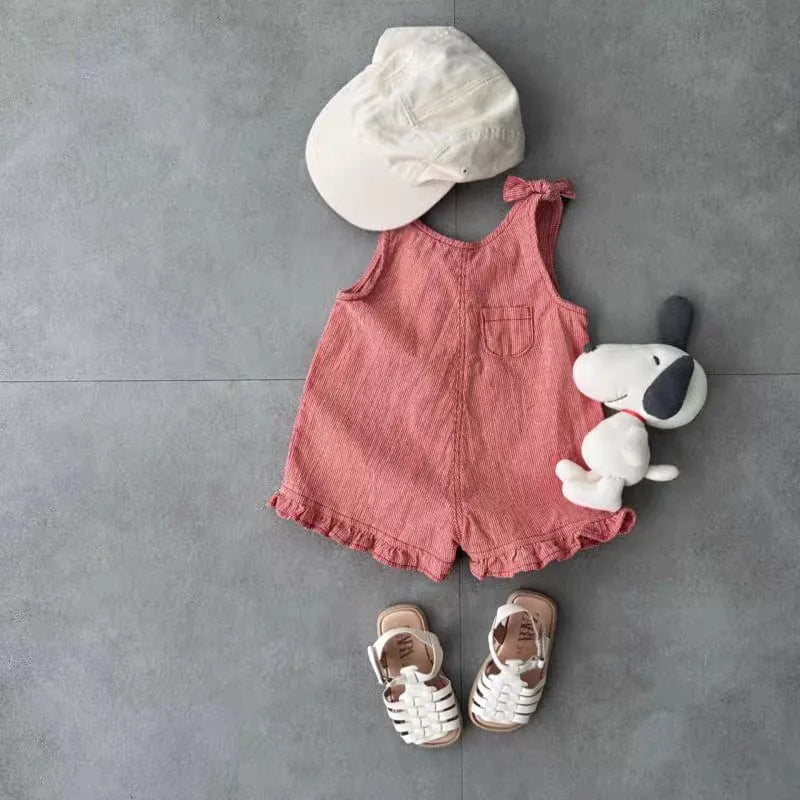 Combinaison d'été HY2831 pour petites filles, avec bavoir et short, vêtements pour bébés et petites filles. Ensemble une pièce pour bébés filles.