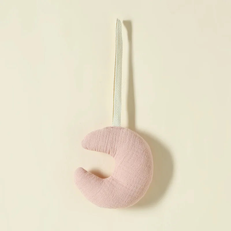 100% Cotton Gauze Baby Stroller Rattle Pendant-Star&Moon Wind Chime Bed Bell,Soft Skin-Friendly,Soothing Sleep Toy for Stroller