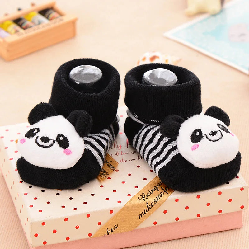 Chaussettes pour bébé, chaussons jouets, accessoires pour nouveau-nés, en caoutchouc antidérapant, motif animal, vêtements pour bébés et enfants.