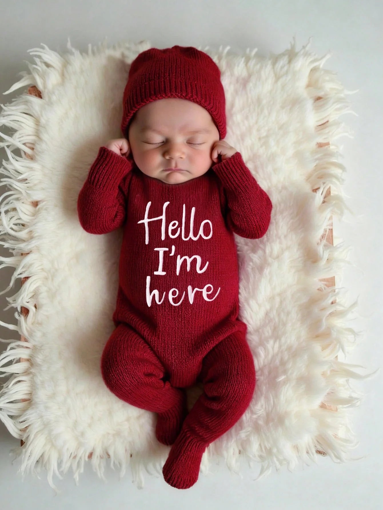 Ylsteed "Hello" Embroidery Newborn Photography Props Infant Romper Jumpsuit With Bow Hat Baby Coming Home Outfit Baby Photo-HD