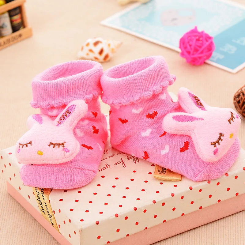 Chaussettes pour bébé, chaussons jouets, accessoires pour nouveau-nés, en caoutchouc antidérapant, motif animal, vêtements pour bébés et enfants.