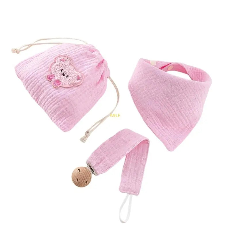 Bavoir pour bébé, attache-tétine en tissu absorbant la salive, sac de rangement inclus, accessoires d'alimentation.