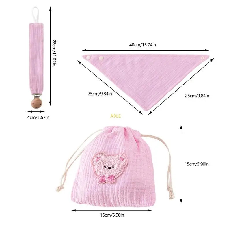 Bavoir pour bébé, attache-tétine en tissu absorbant la salive, sac de rangement inclus, accessoires d'alimentation.
