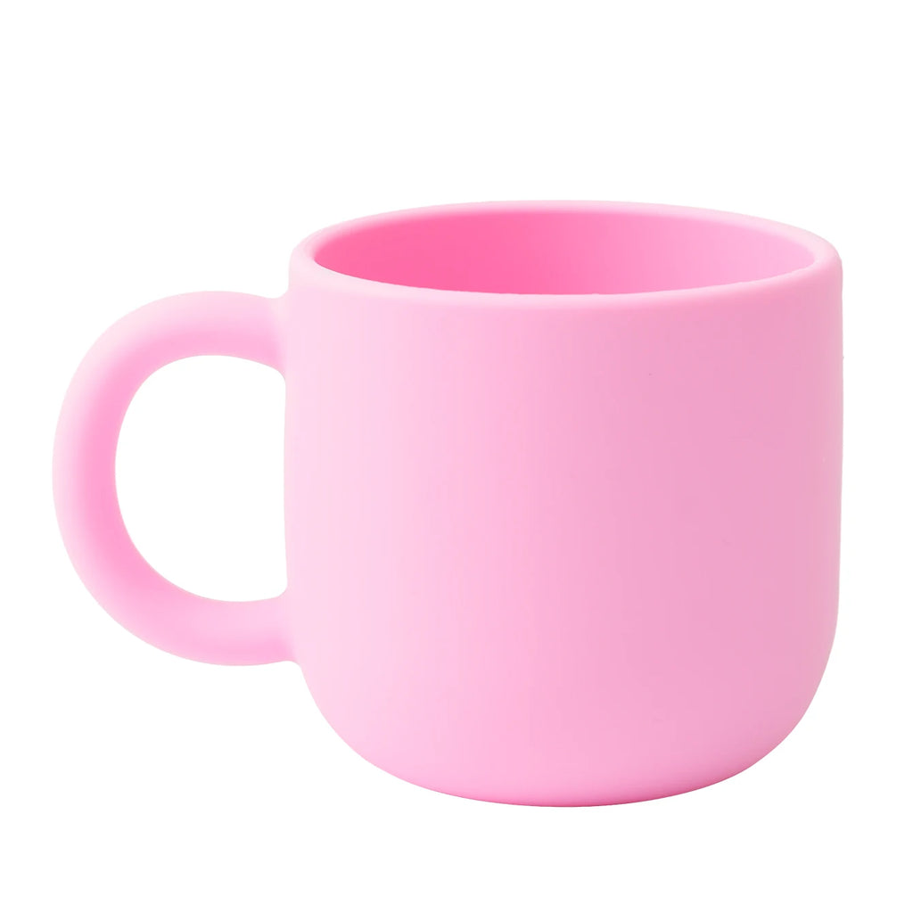 Gobelet d'alimentation pour bébé en silicone Color Kids (1 pièce), avec poignée unique, sans BPA, couleur unie, idéal comme cadeau de naissance.