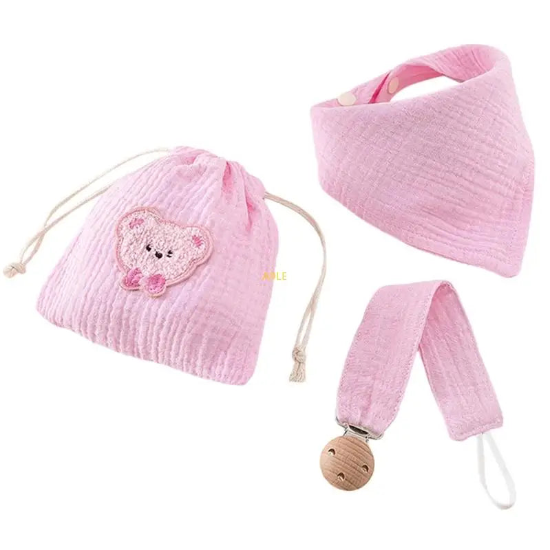 Bavoir pour bébé, attache-tétine en tissu absorbant la salive, sac de rangement inclus, accessoires d'alimentation.