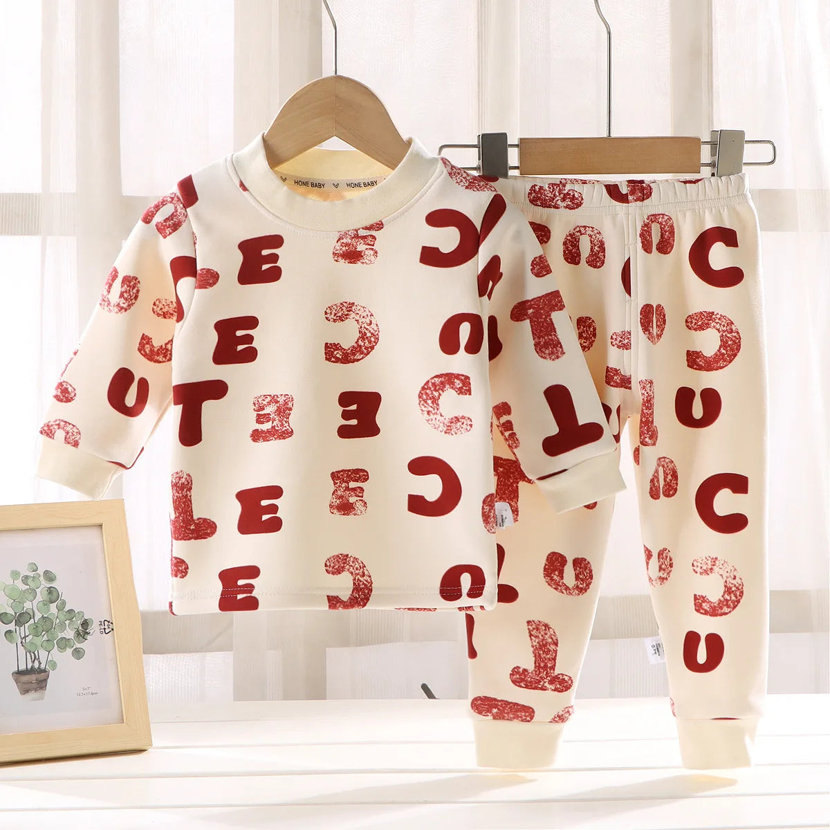 Kids Autumn Winter Thicken Warm Pajamas Toddler Baby Cute Cartoon Long Sleeve Pyjamas Boys Girls Casual Sleepwear Clothing Sets