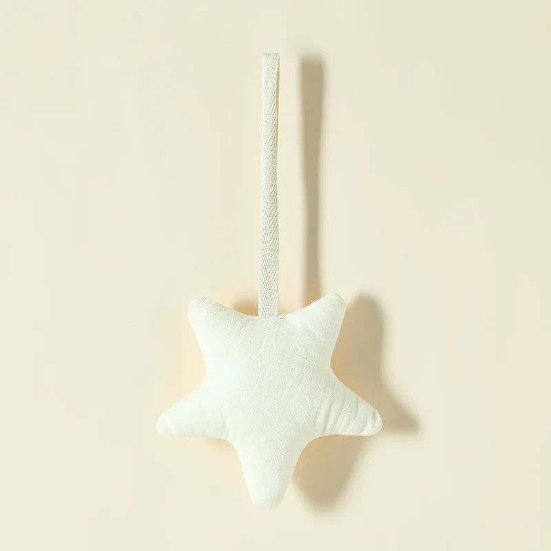 100% Cotton Gauze Baby Stroller Rattle Pendant-Star&Moon Wind Chime Bed Bell,Soft Skin-Friendly,Soothing Sleep Toy for Stroller