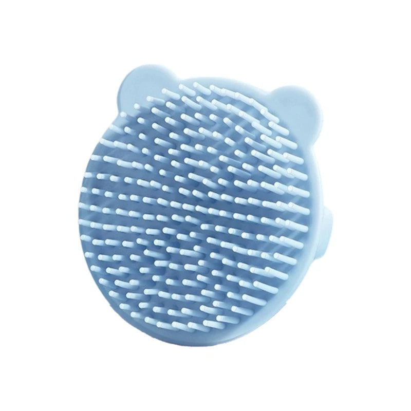 Brosse à shampoing pour bébé à embout rond, en silicone doux, nettoyant pour le cuir chevelu, brosse à cheveux motif animaux amusants, accessoire de bain pour nourrisson.