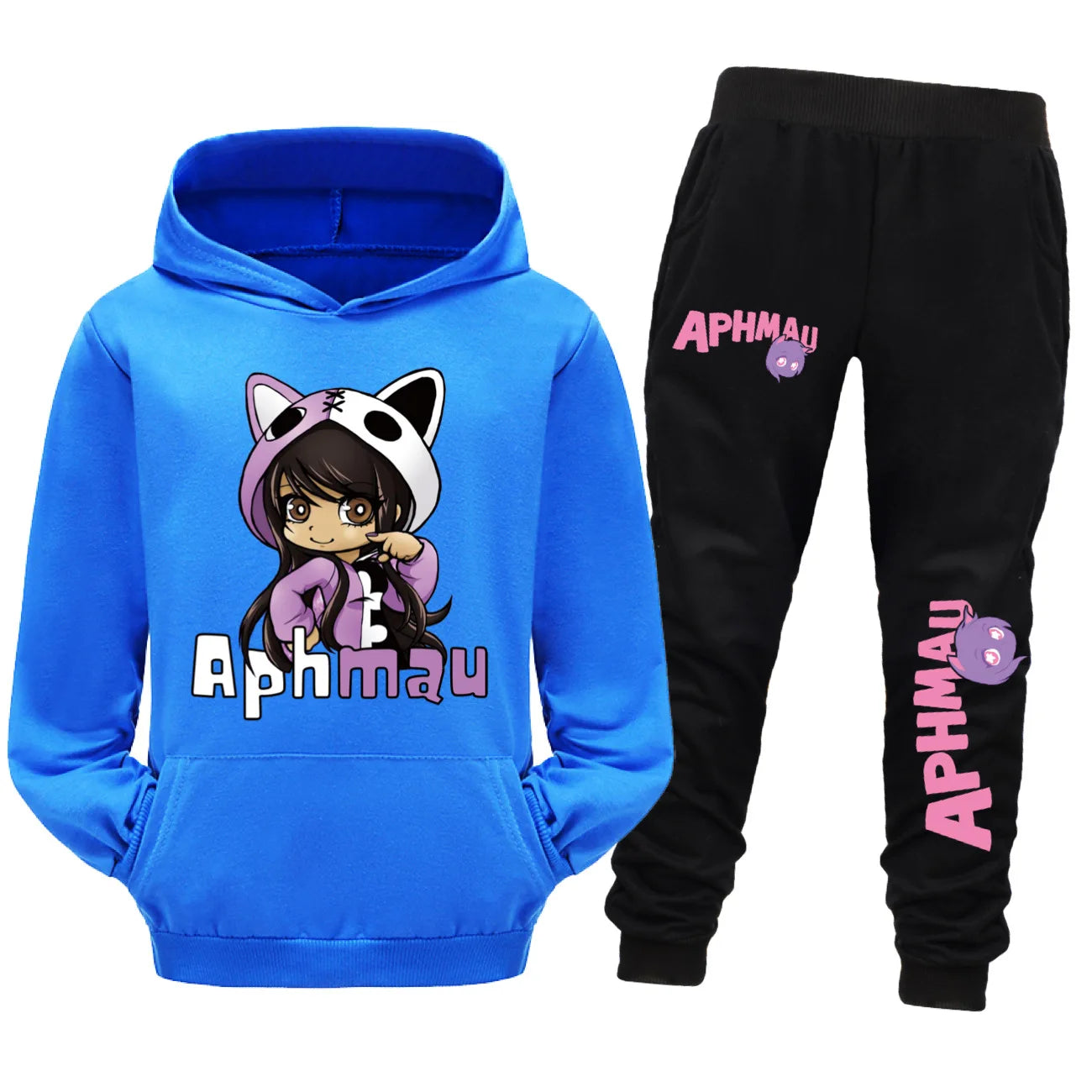 Aaron APHMAU Cat Clothes Set Kids Hooded Sweatshirts Jogging Pants 2pcs Suit Baby Boys Clothing Sets Toddler Girls Outfits
