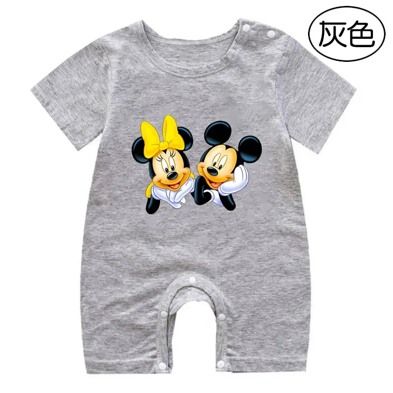 Summer Newborn Baby Romper Cartoon Mickey Minnie Mouse Print Boy Girl Jumpsuit Roupas Bebe Infant Clothes Toddler Pajamas Outfit