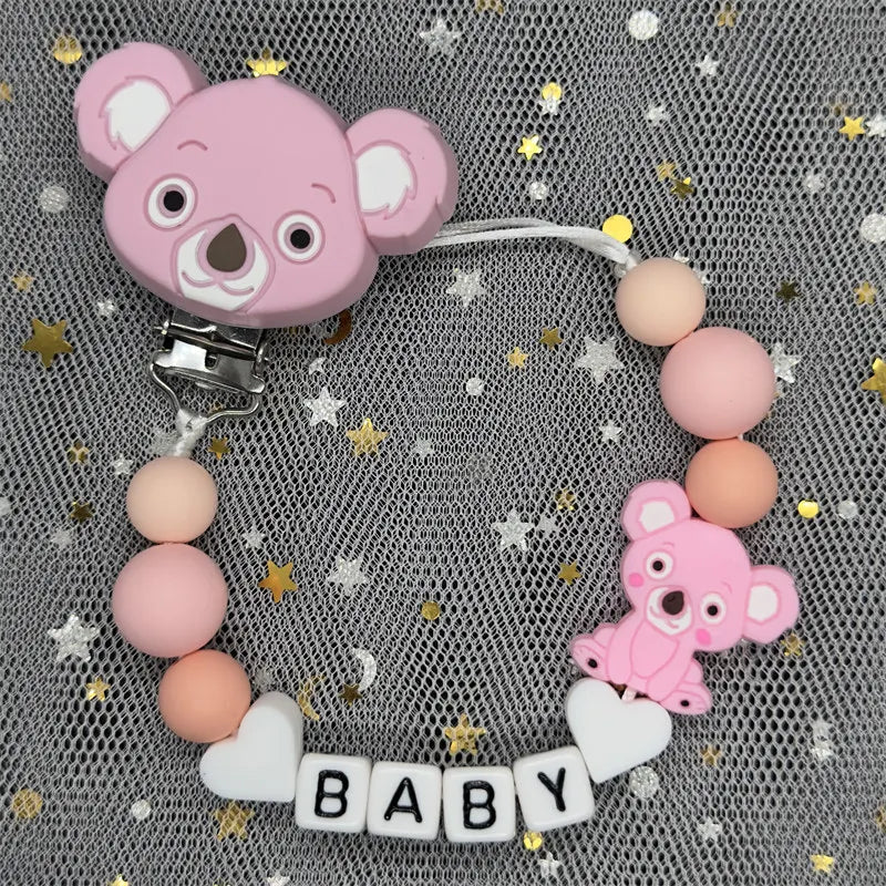 Attaches-tétines personnalisées gratuites avec prénom, jouets de dentition, attaches-tétines, chaînes, accessoires pour bébé, cadeau de naissance.