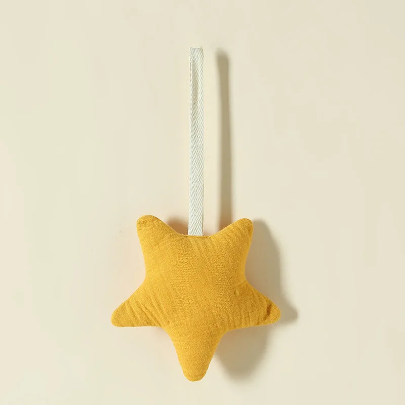 100% Cotton Gauze Baby Stroller Rattle Pendant-Star&Moon Wind Chime Bed Bell,Soft Skin-Friendly,Soothing Sleep Toy for Stroller