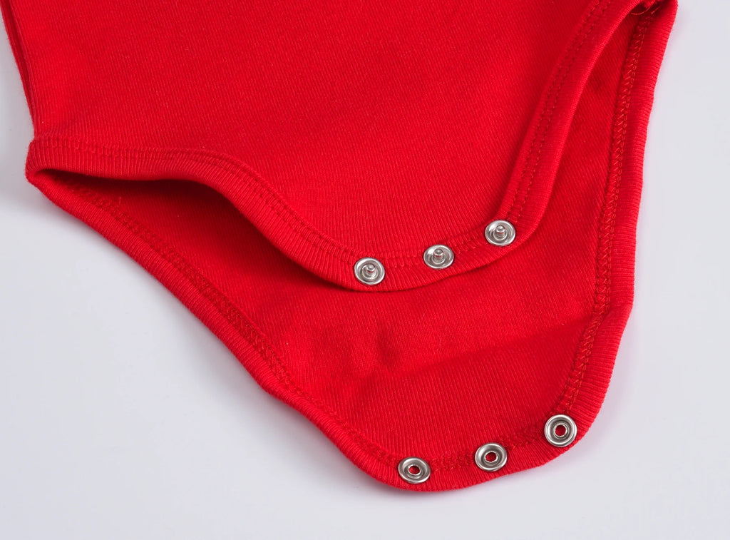 Honeyzone 3PCS/Sets Red Unisex Baby Bodysuit Loungewear Soft Long Sleeve Cotton One-Piece Jumpsuit Newborns Baby Clothing Babies