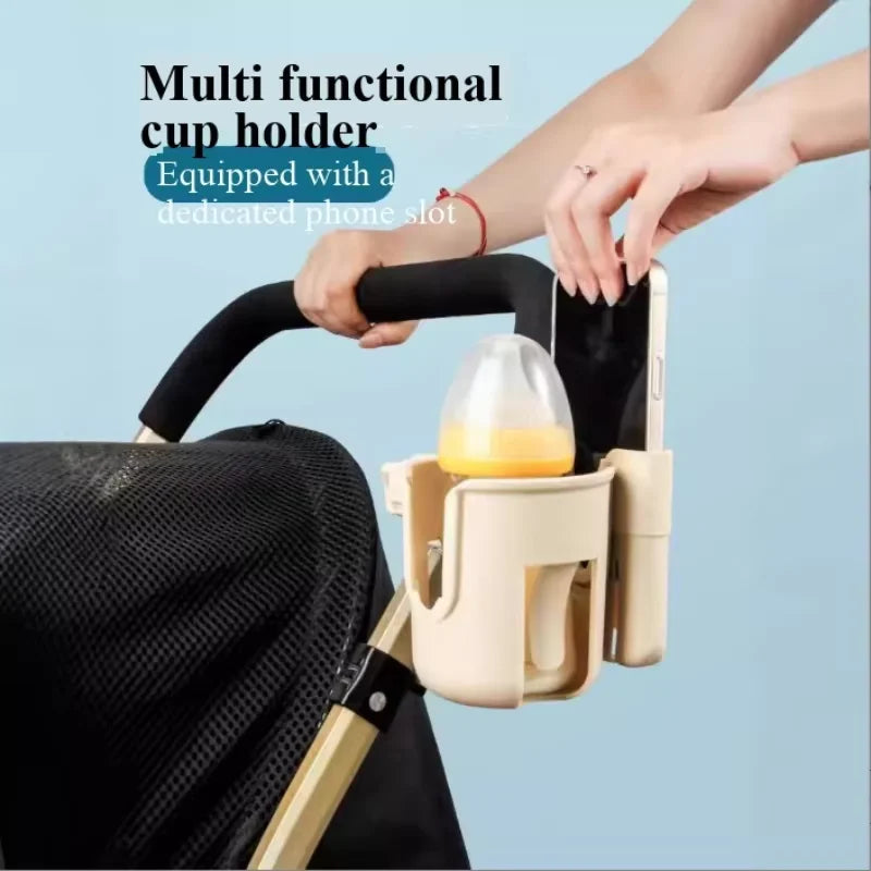 Porte-gobelet 2 en 1 pour poussette, accessoire pour bébé, support pour téléphone portable, tasse à eau pour enfants, support pour thé au lait.