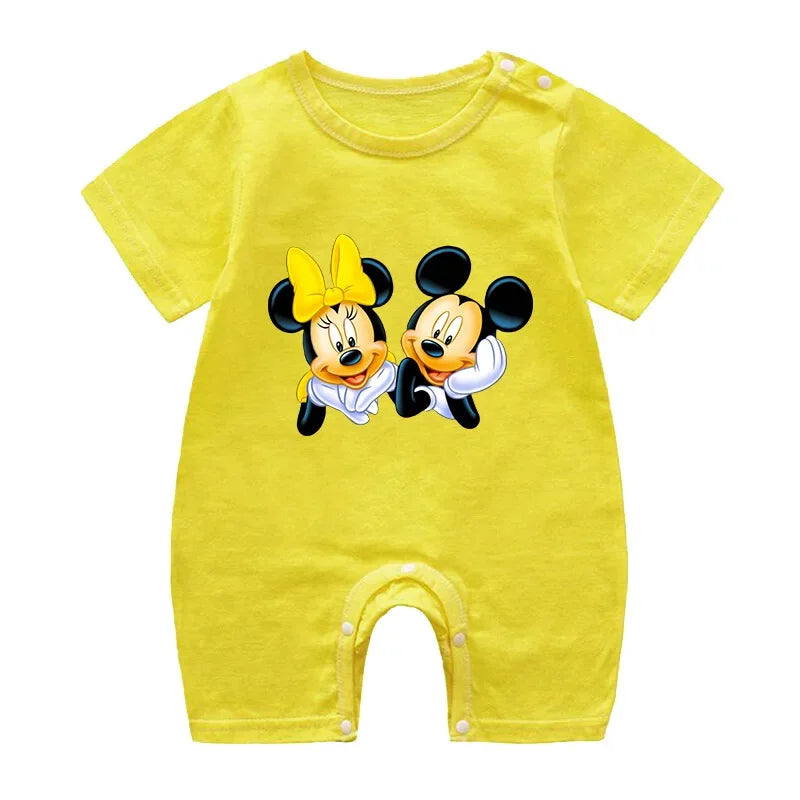 Summer Newborn Baby Romper Cartoon Mickey Minnie Mouse Print Boy Girl Jumpsuit Roupas Bebe Infant Clothes Toddler Pajamas Outfit