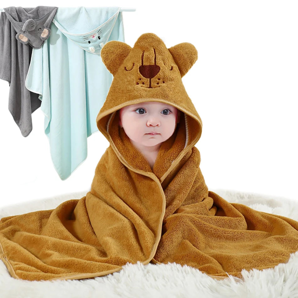 Couverture bébé garçon fille motif dinosaures et animaux, couverture froide à capuche, kit d'accessoires pour berceau, lange pour bébé enfant, serviette de bain en velours à séchage rapide