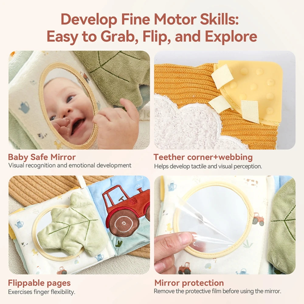 Livre en tissu éducatif pour bébé, jouet, petit agneau mignon, livre apaisant pour l'éveil cognitif des tout-petits, cadeau essentiel pour les nouveau-nés.