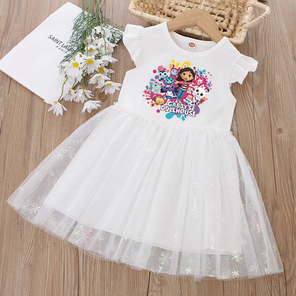 Robe d'été pour filles, nouveauté, vêtements pour enfants, manches courtes, confortable et respirante, robe de princesse mignonne pour enfants, fête d'anniversaire de bébé.