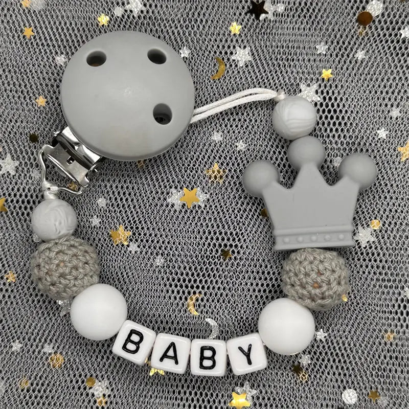 Attaches-tétines personnalisées gratuites avec prénom, jouets de dentition, attaches-tétines, chaînes, accessoires pour bébé, cadeau de naissance.
