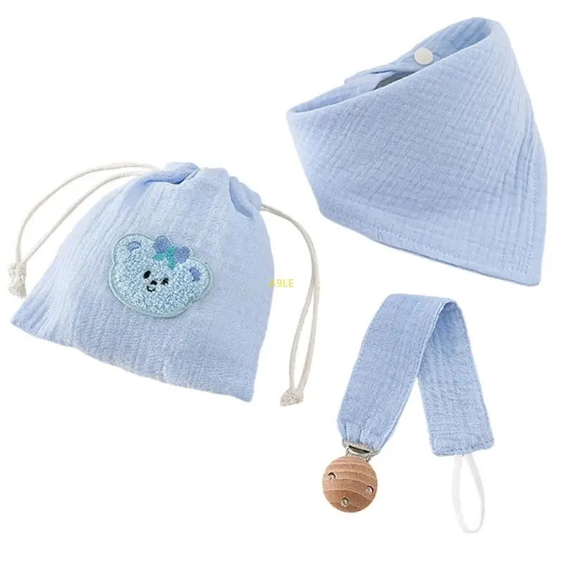 Bavoir pour bébé, attache-tétine en tissu absorbant la salive, sac de rangement inclus, accessoires d'alimentation.