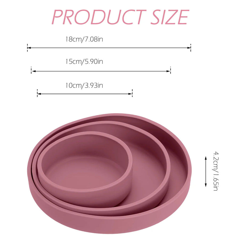 Ensemble de 3 pièces pour l'alimentation de sevrage de bébé : assiettes, bols d'apprentissage, sans BPA, accessoires de table pour tout-petits et nourrissons.