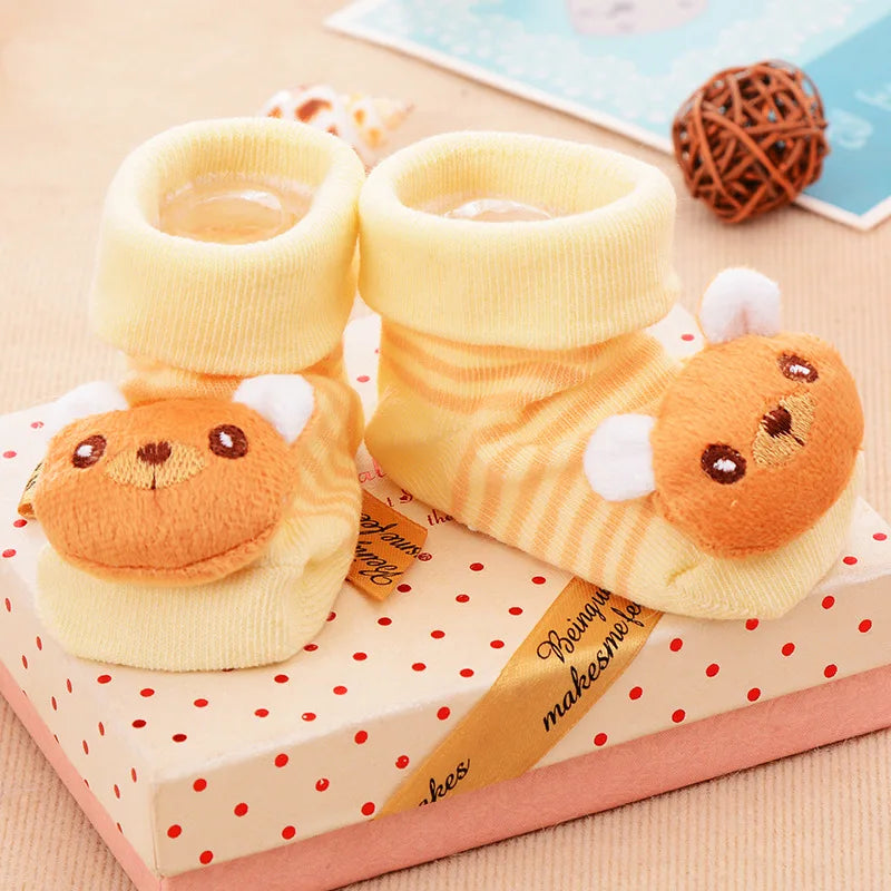 Chaussettes pour bébé, chaussons jouets, accessoires pour nouveau-nés, en caoutchouc antidérapant, motif animal, vêtements pour bébés et enfants.