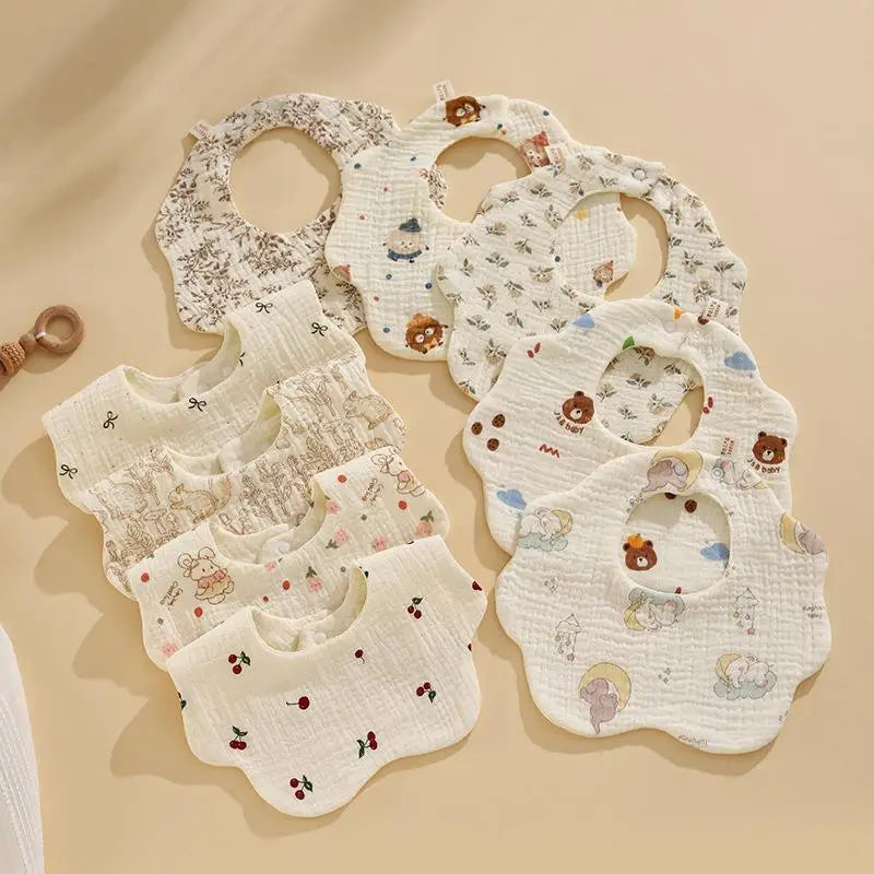 ✰✪1 Bavoir bébé en coton pour nouveau-né, bavoir bandana absorbant la salive, bavoir à volants et à fleurs, accessoires pour bébé