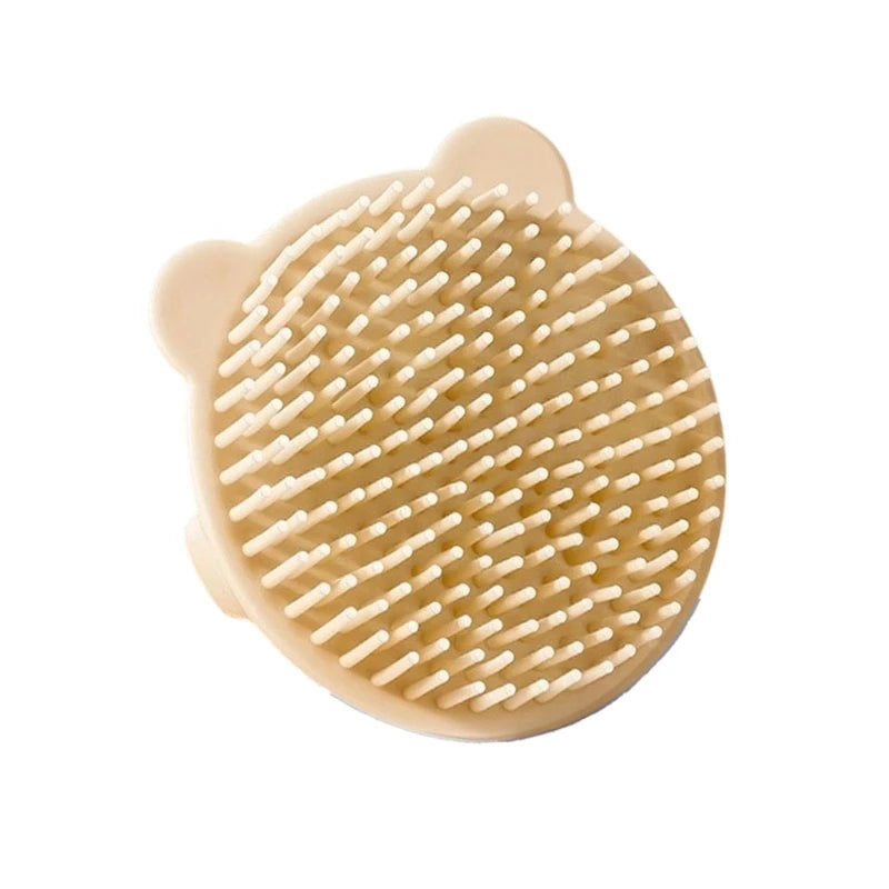 Brosse à shampoing pour bébé à embout rond, en silicone doux, nettoyant pour le cuir chevelu, brosse à cheveux motif animaux amusants, accessoire de bain pour nourrisson.