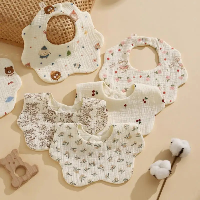 ✰✪1 Bavoir bébé en coton pour nouveau-né, bavoir bandana absorbant la salive, bavoir à volants et à fleurs, accessoires pour bébé