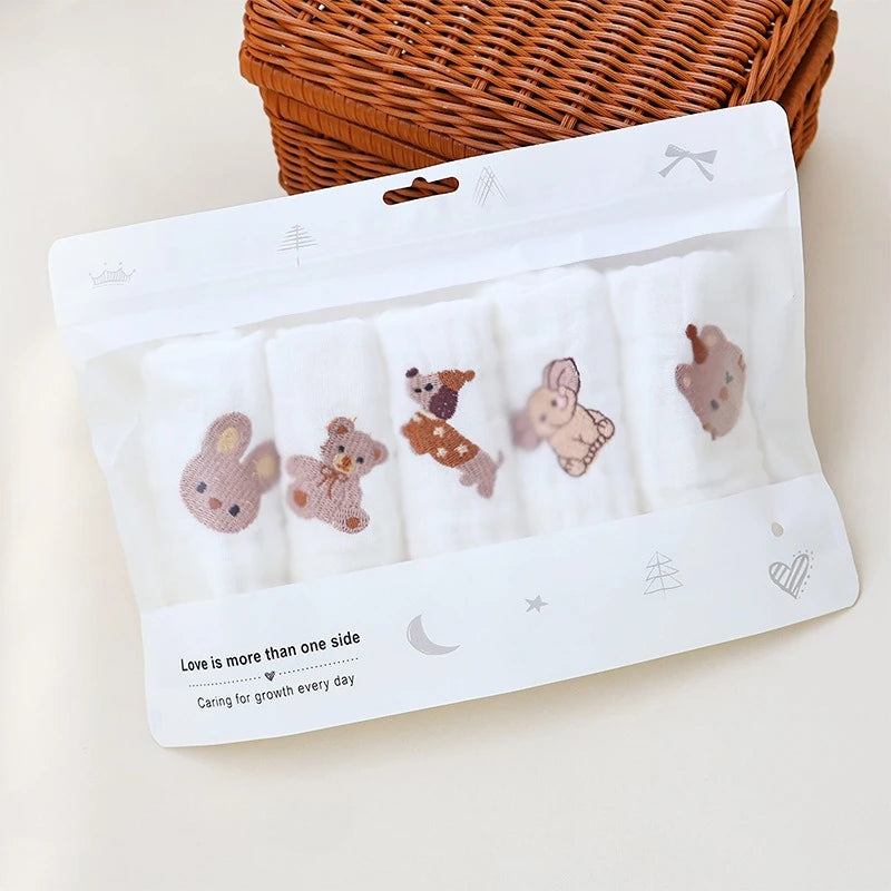 Ensemble de 5 serviettes de bain en coton pour bébé, douces et absorbantes, pour le visage et le bain de bébé. Accessoires pour nouveau-né.
