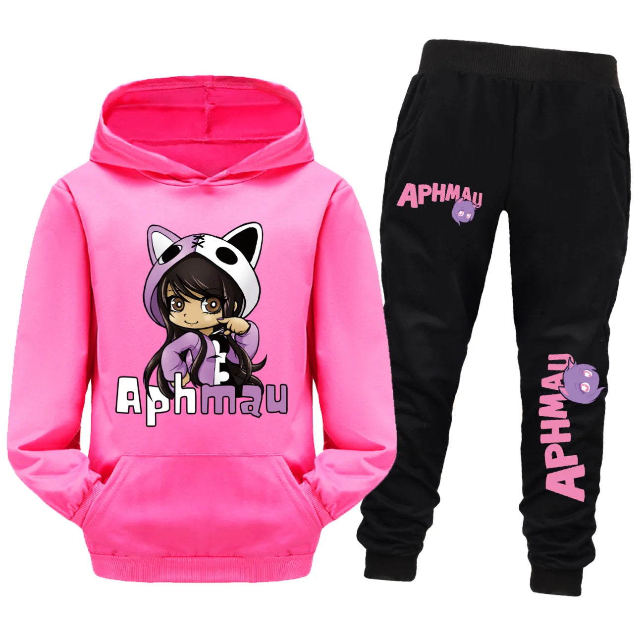 Aaron APHMAU Cat Clothes Set Kids Hooded Sweatshirts Jogging Pants 2pcs Suit Baby Boys Clothing Sets Toddler Girls Outfits