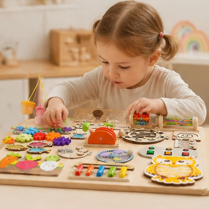 Accessoires Montessori de qualité supérieure pour tableau d'activités, jouets éducatifs sensoriels et de motricité fine | Kit d'activités en bois pour enfants d'âge préscolaire.